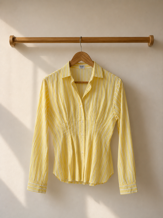 Butter Yellow Pin Tucks Shirt